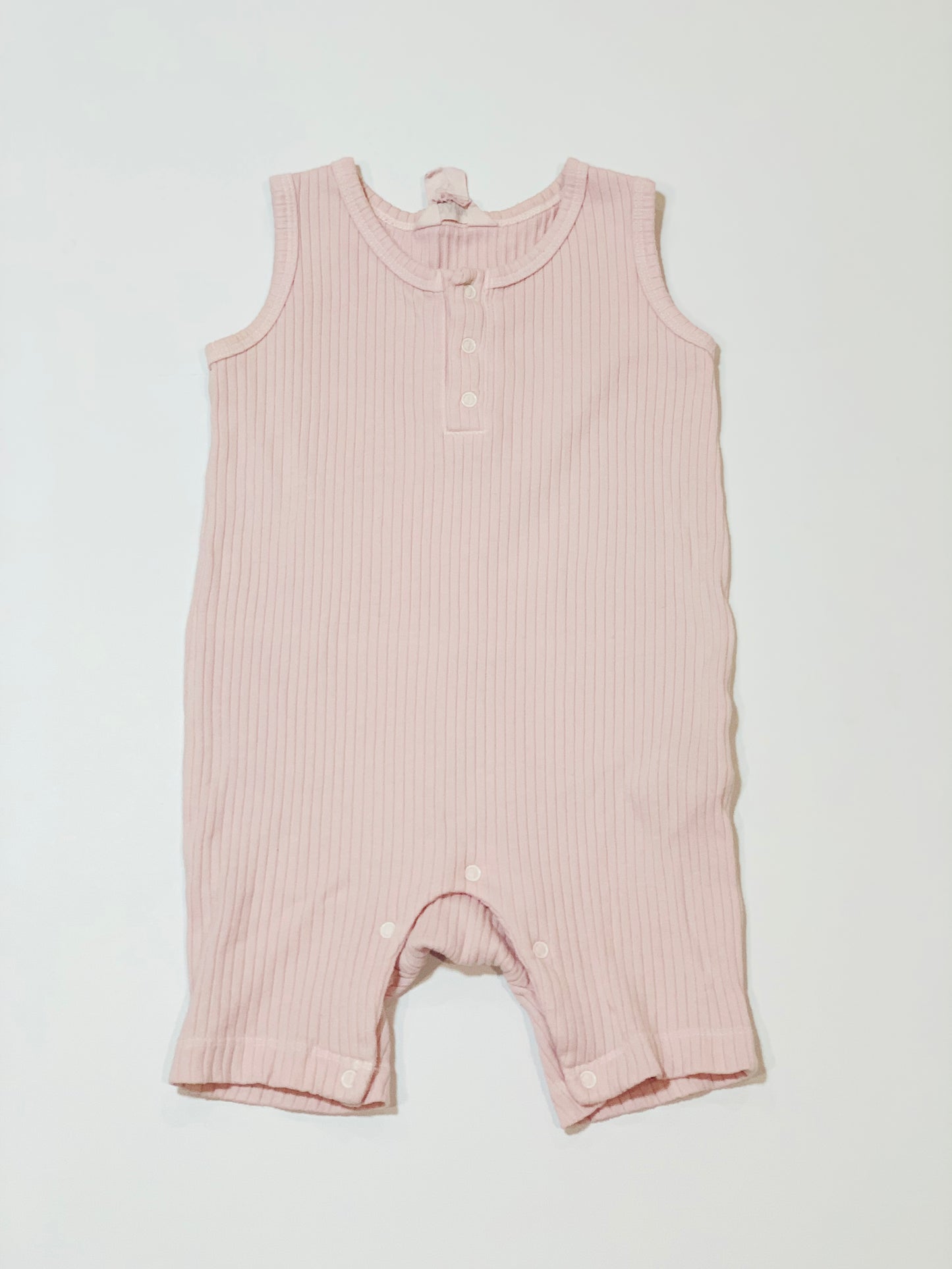 Pink ribbed romper - Size 1