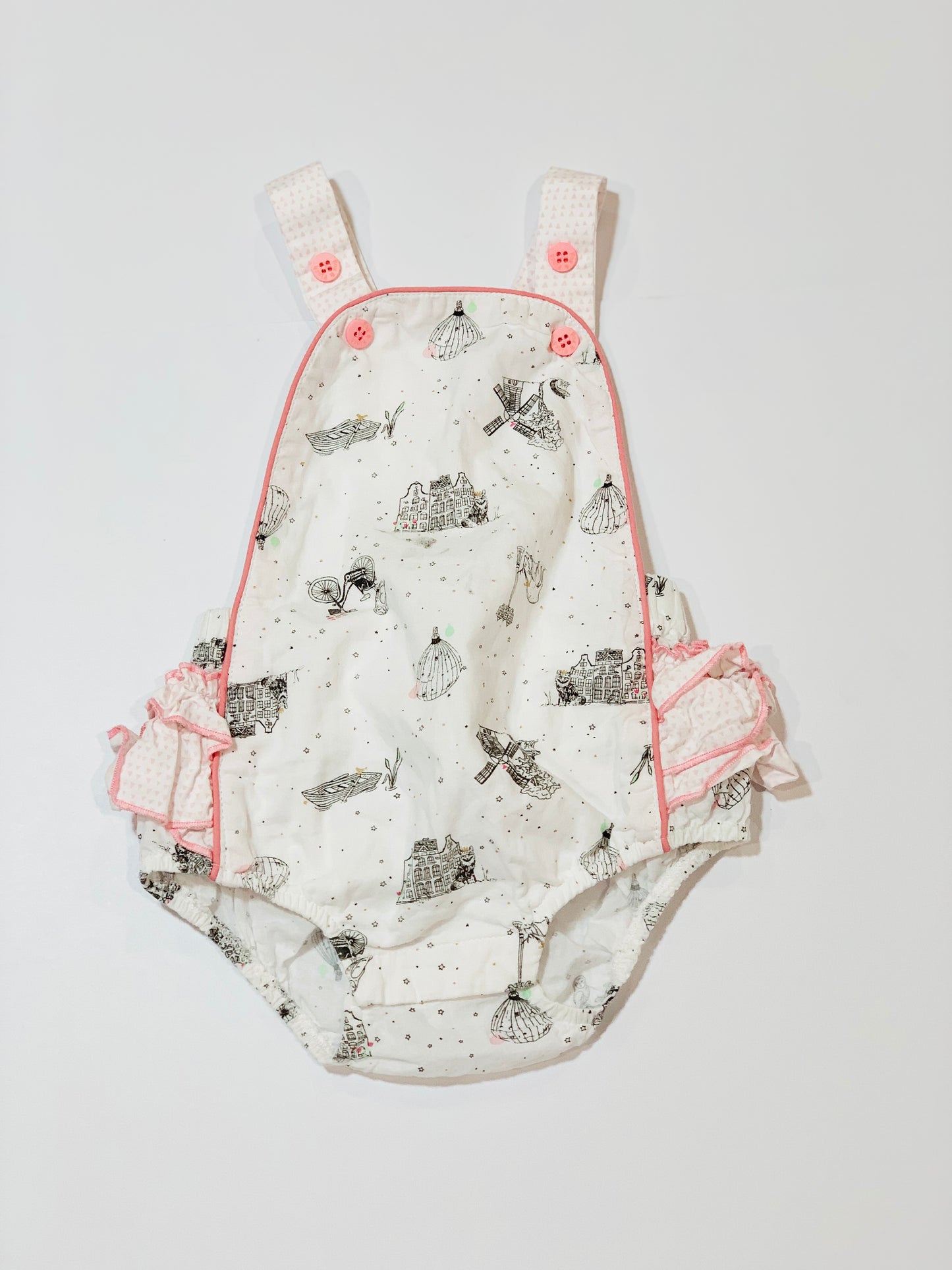 White ruffle romper - Size 1