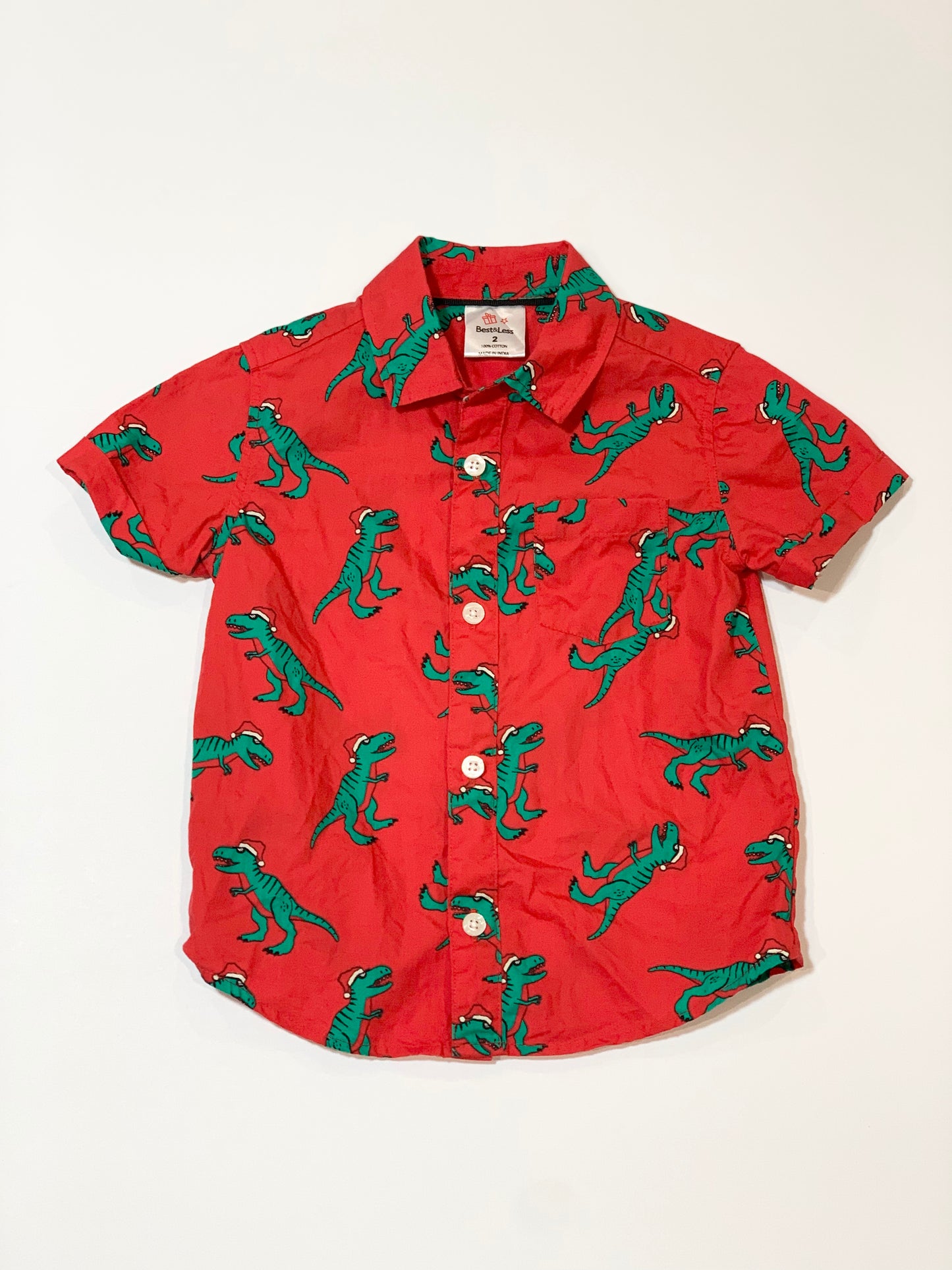 Christmas t-rex shirt - Size 2
