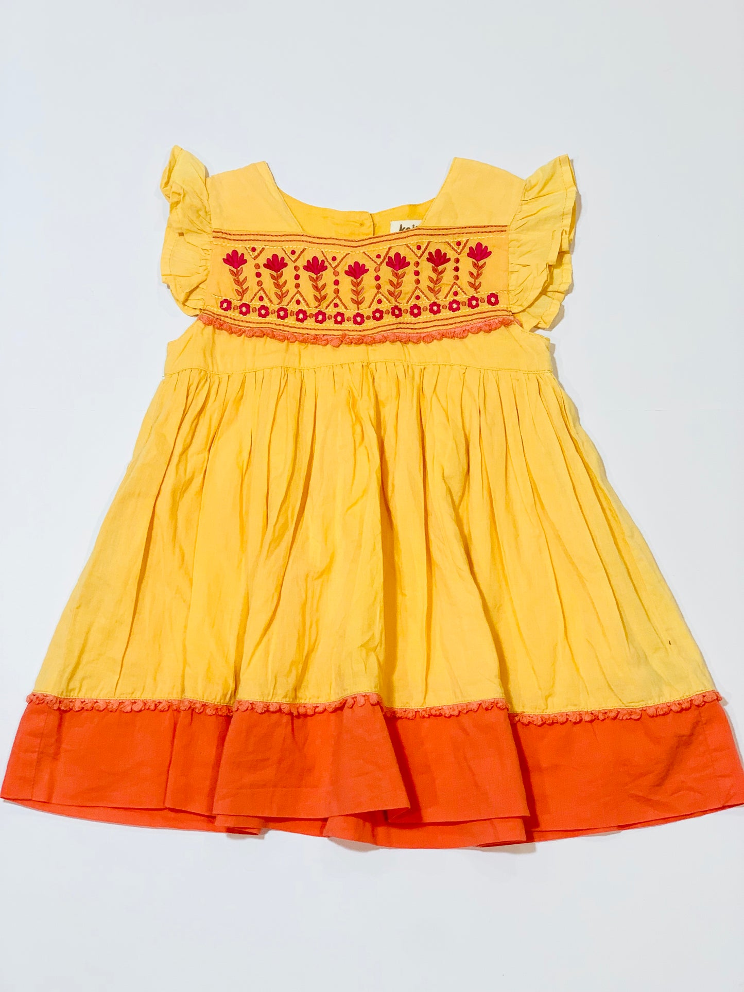 Embroidered yellow dress - Size 2-3