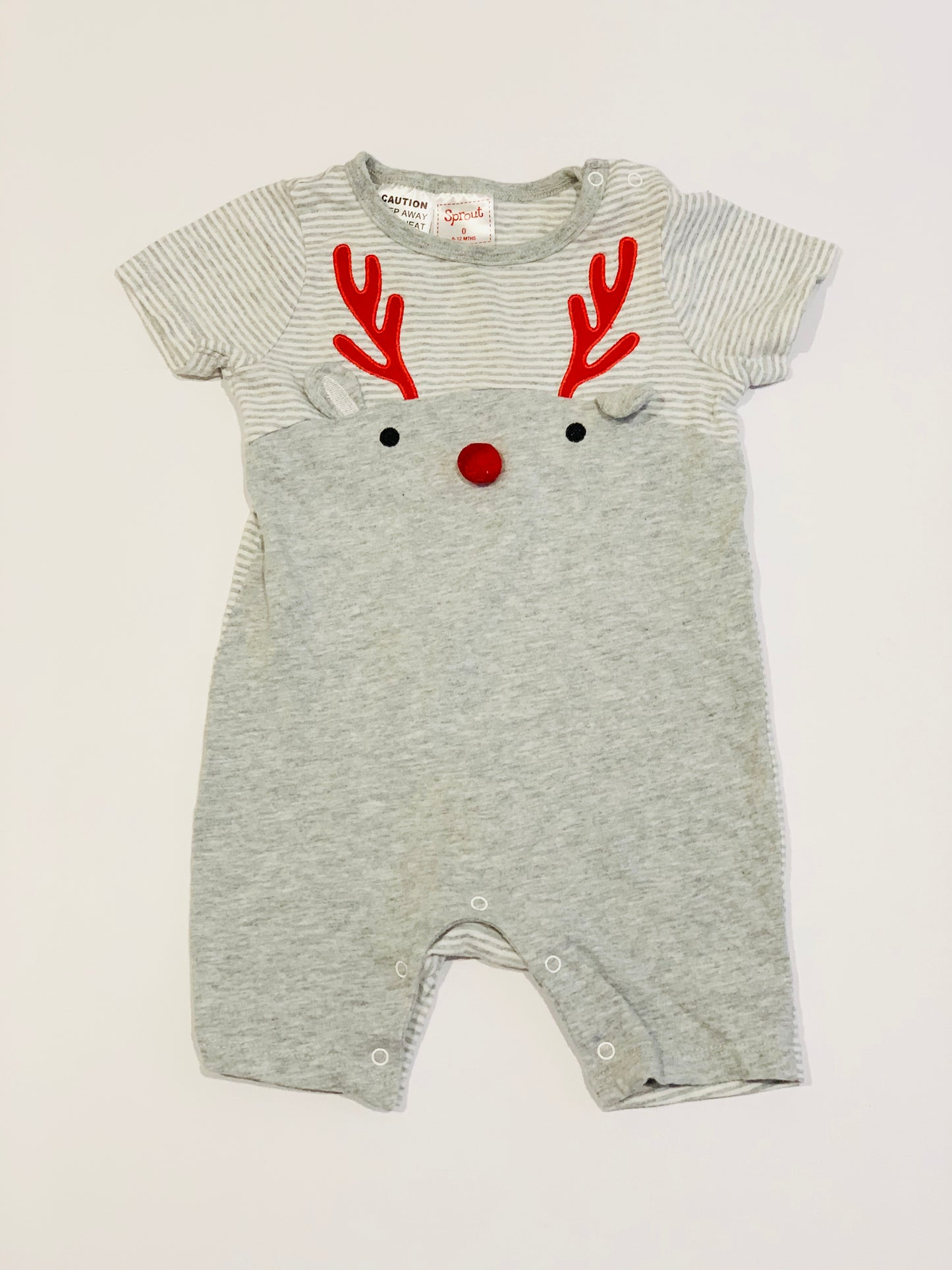 Rudolph pompom nose romper - Size 0