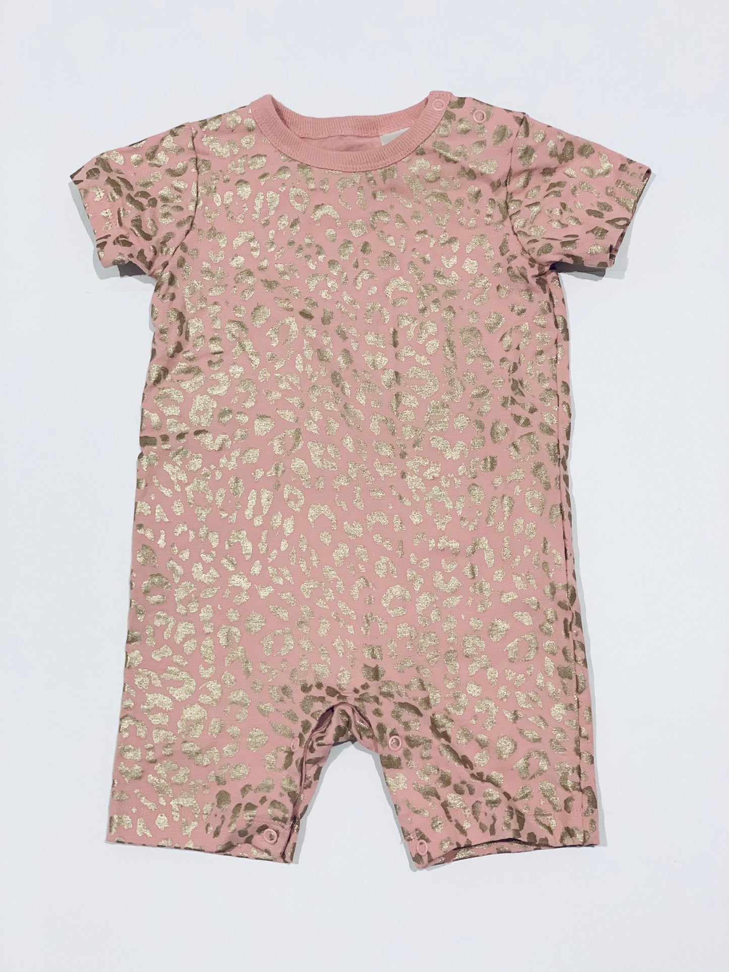 Pink leopard romper - Size 0