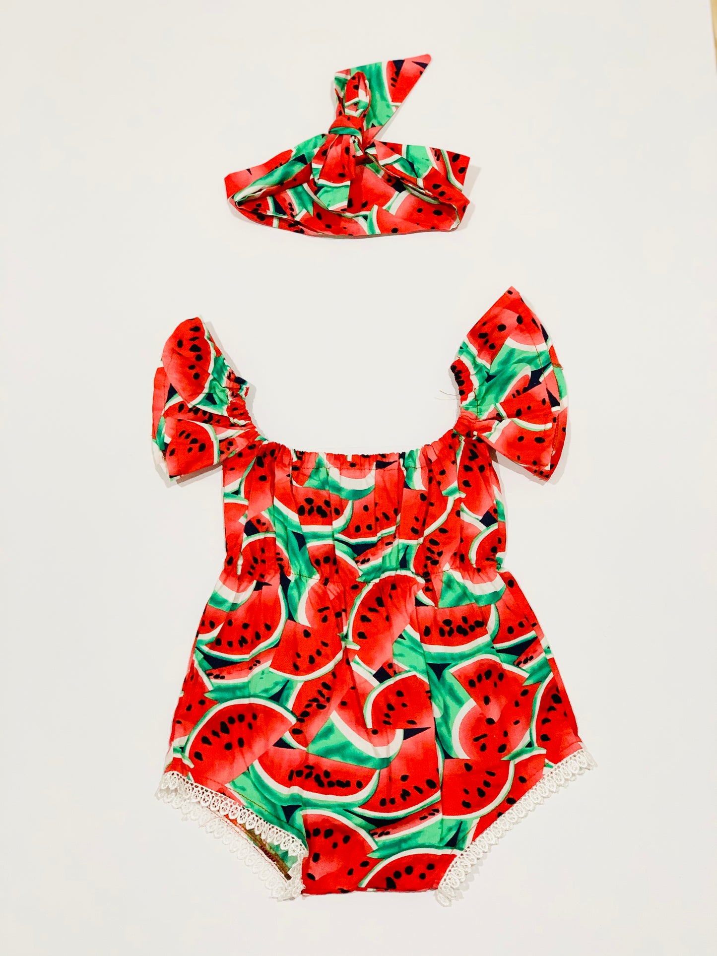 Watermelon romper set - Size 0