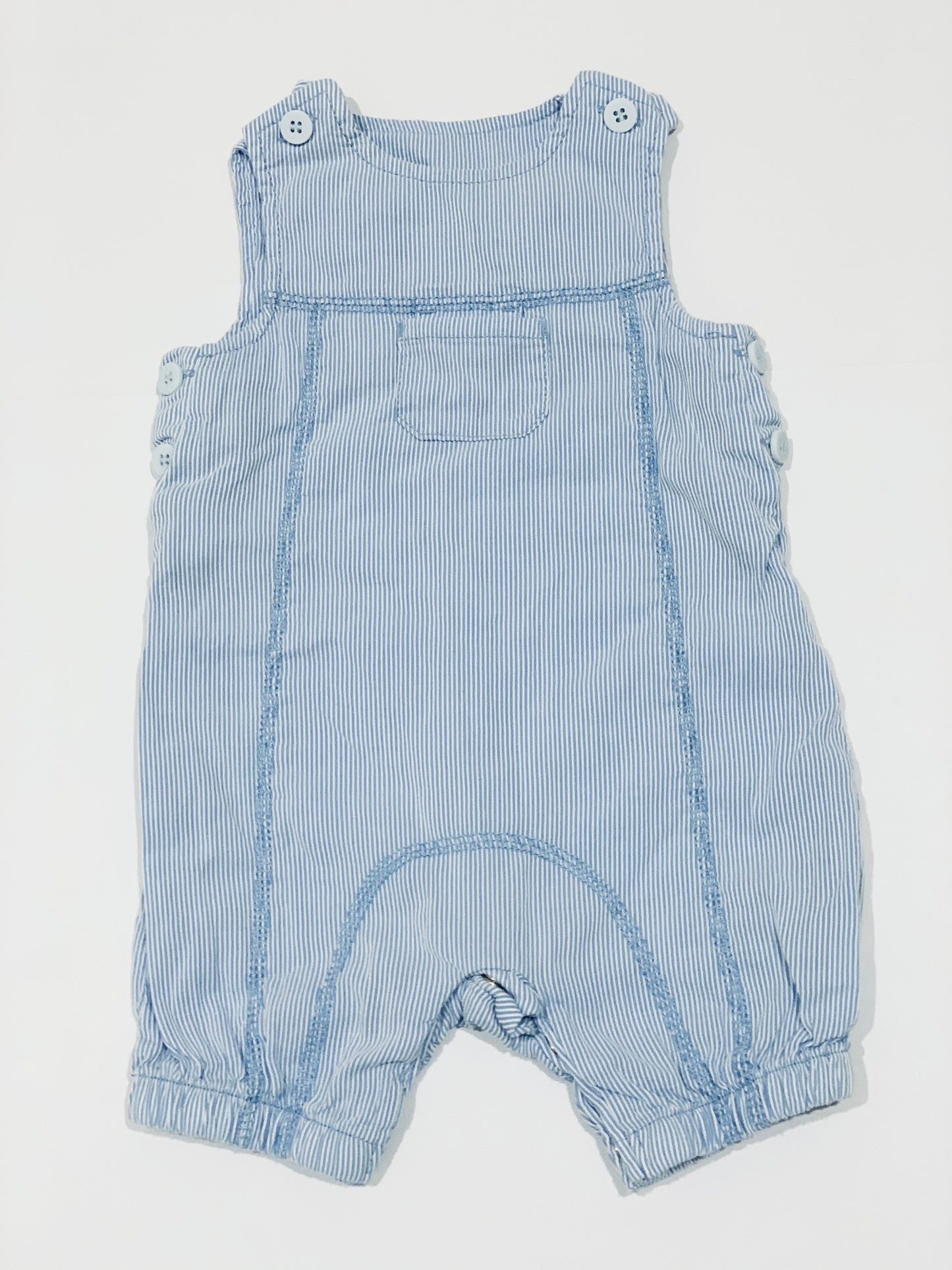 Blue striped overalls - Size 6-9 months