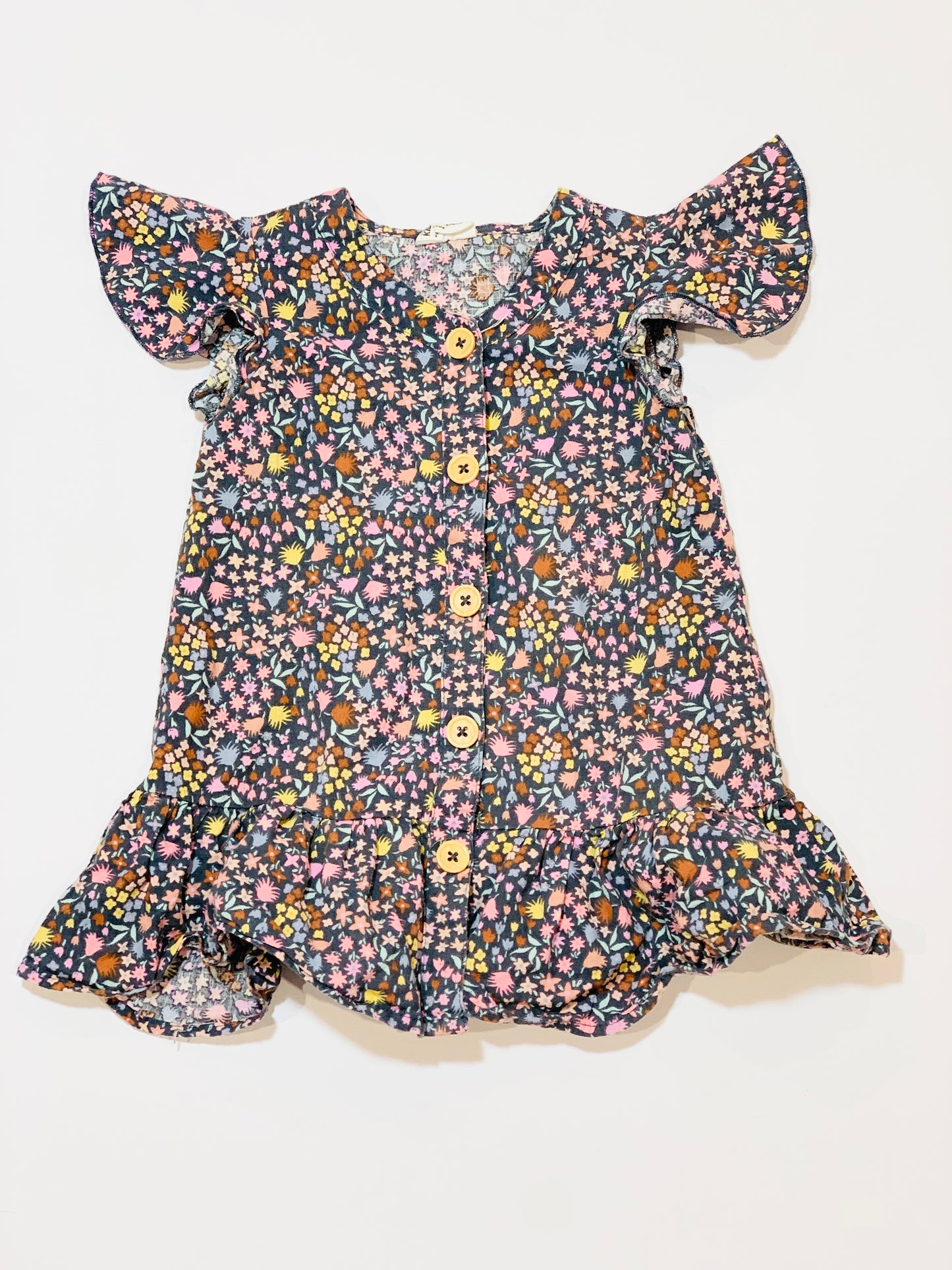Floral flutter sleeve dress - Size 2