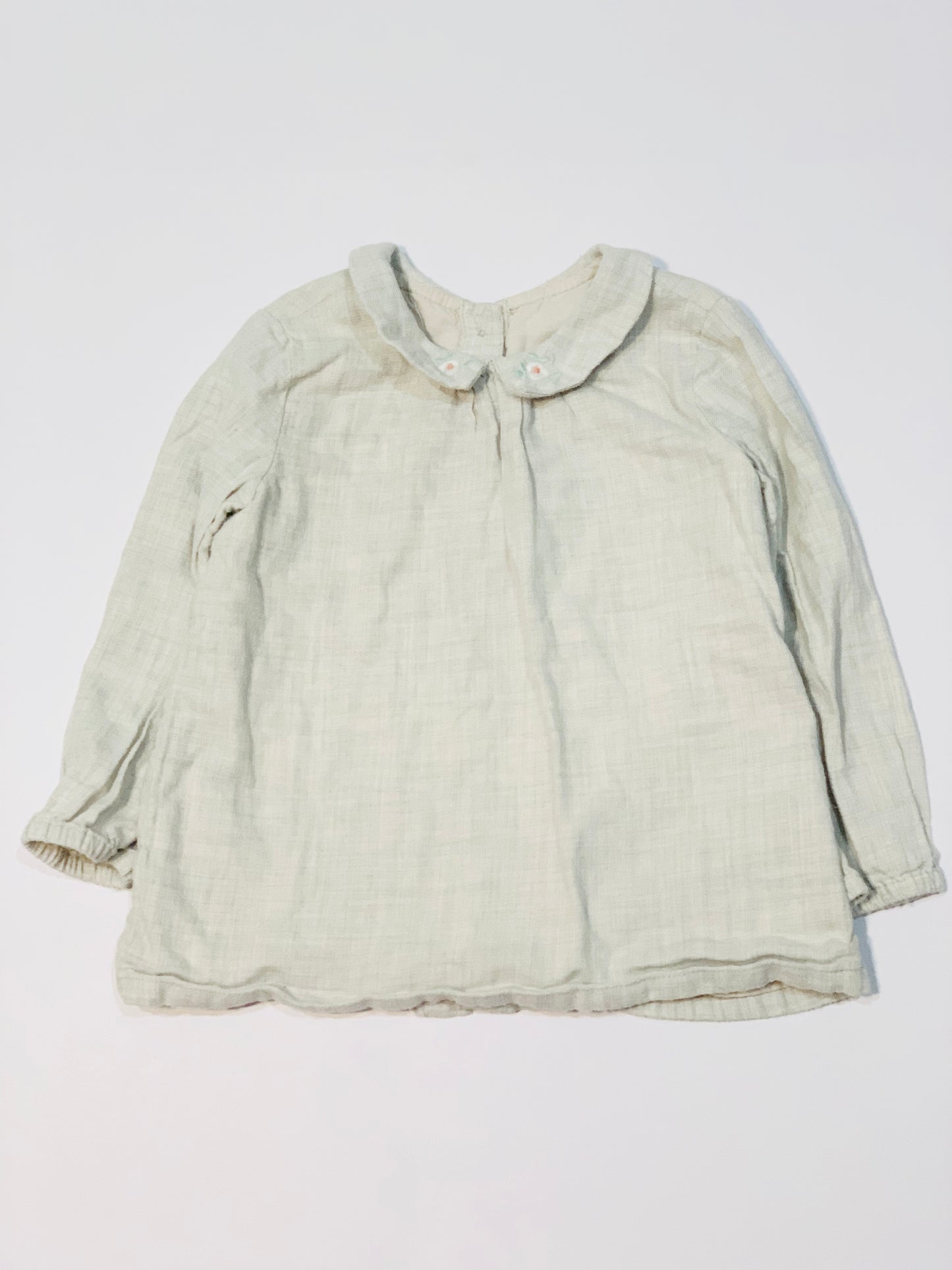 Embroidered collar top - Size 9-12 months