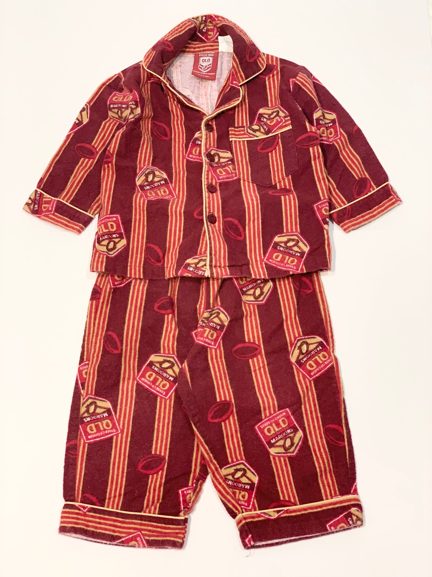 QLD Maroons flannelette pyjamas - Size 1