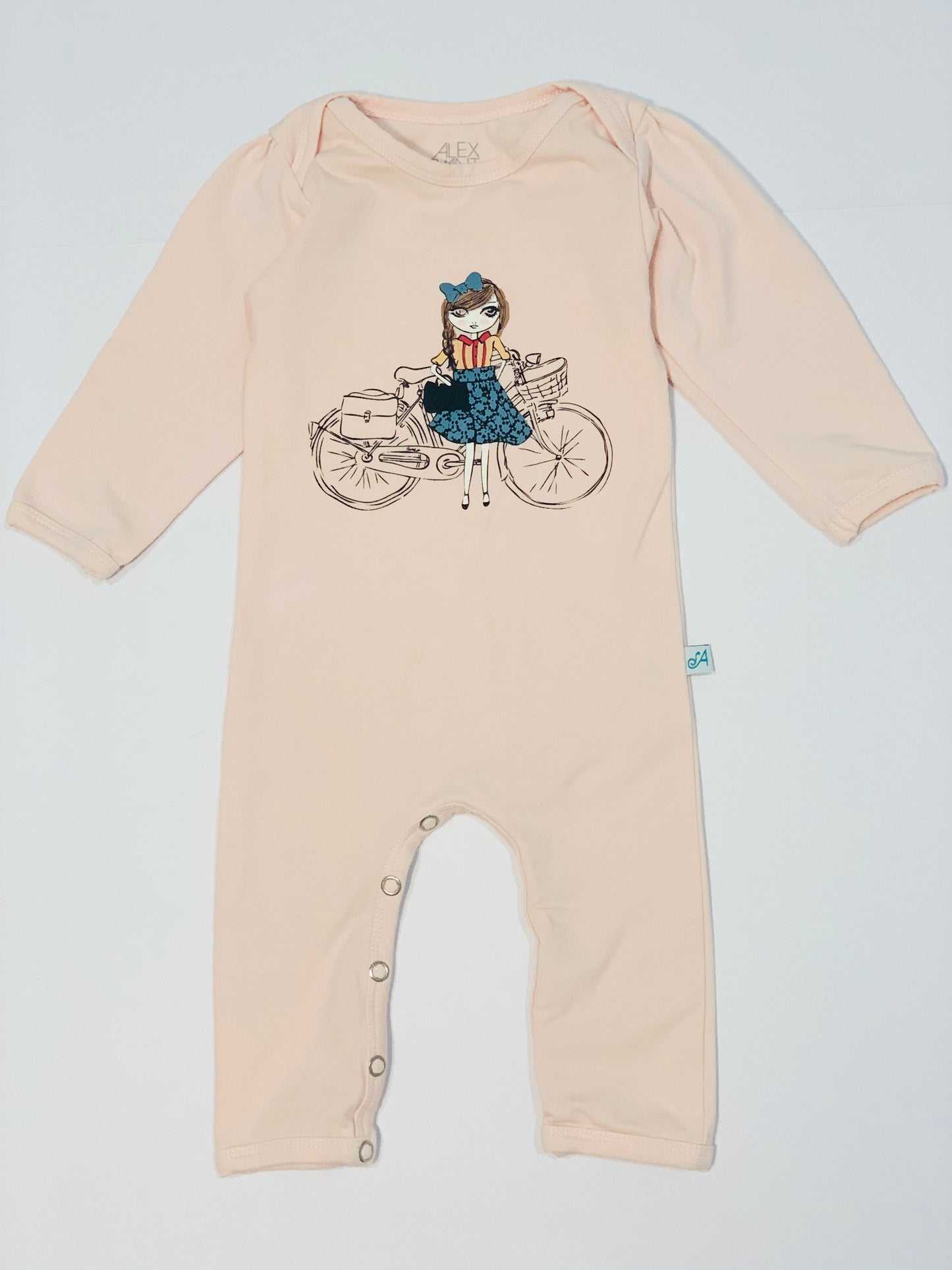 Girl with bike onesie - Size 00