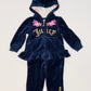Navy velour tracksuit - Size 6-9 months