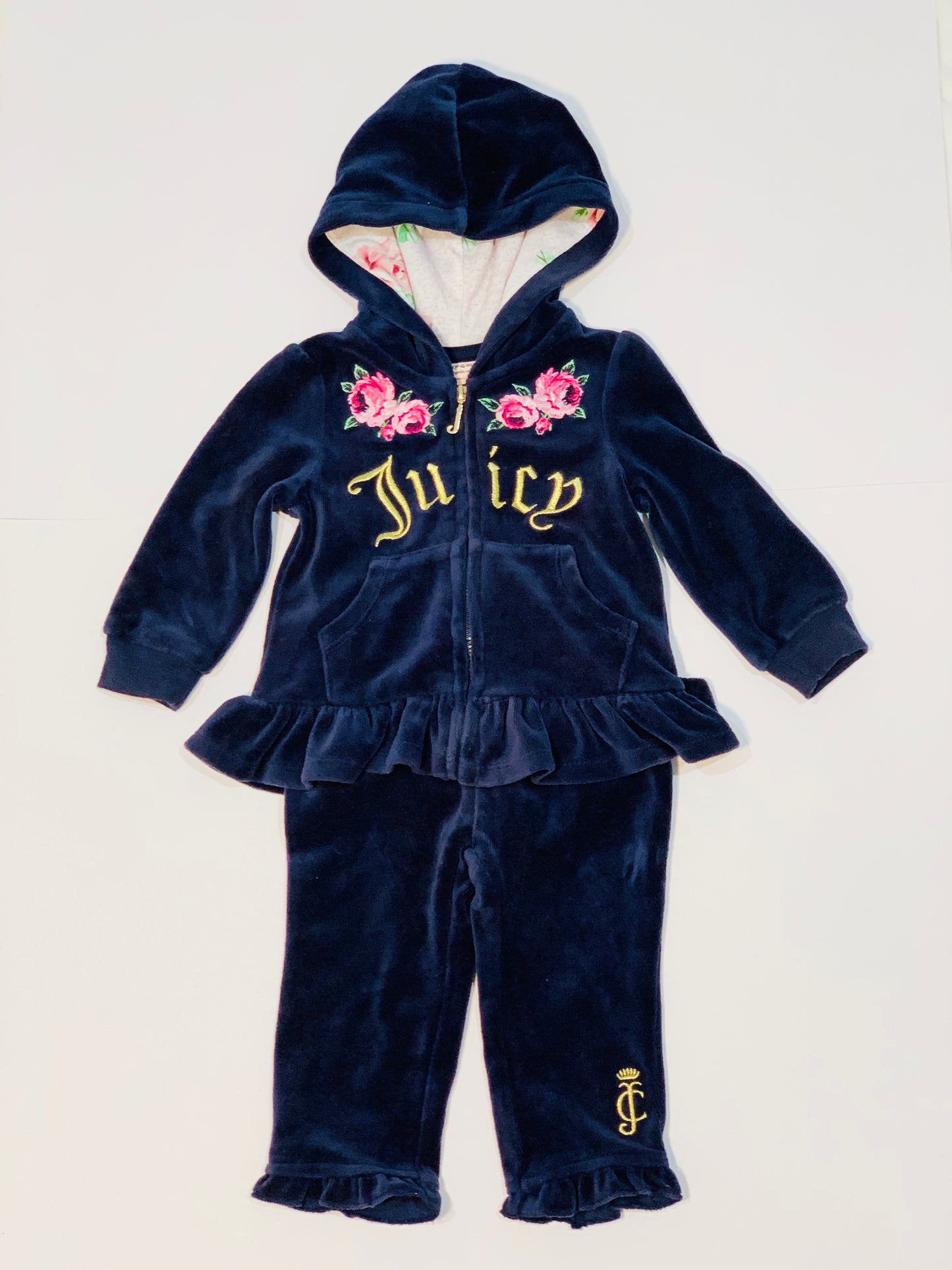 Navy velour tracksuit - Size 6-9 months