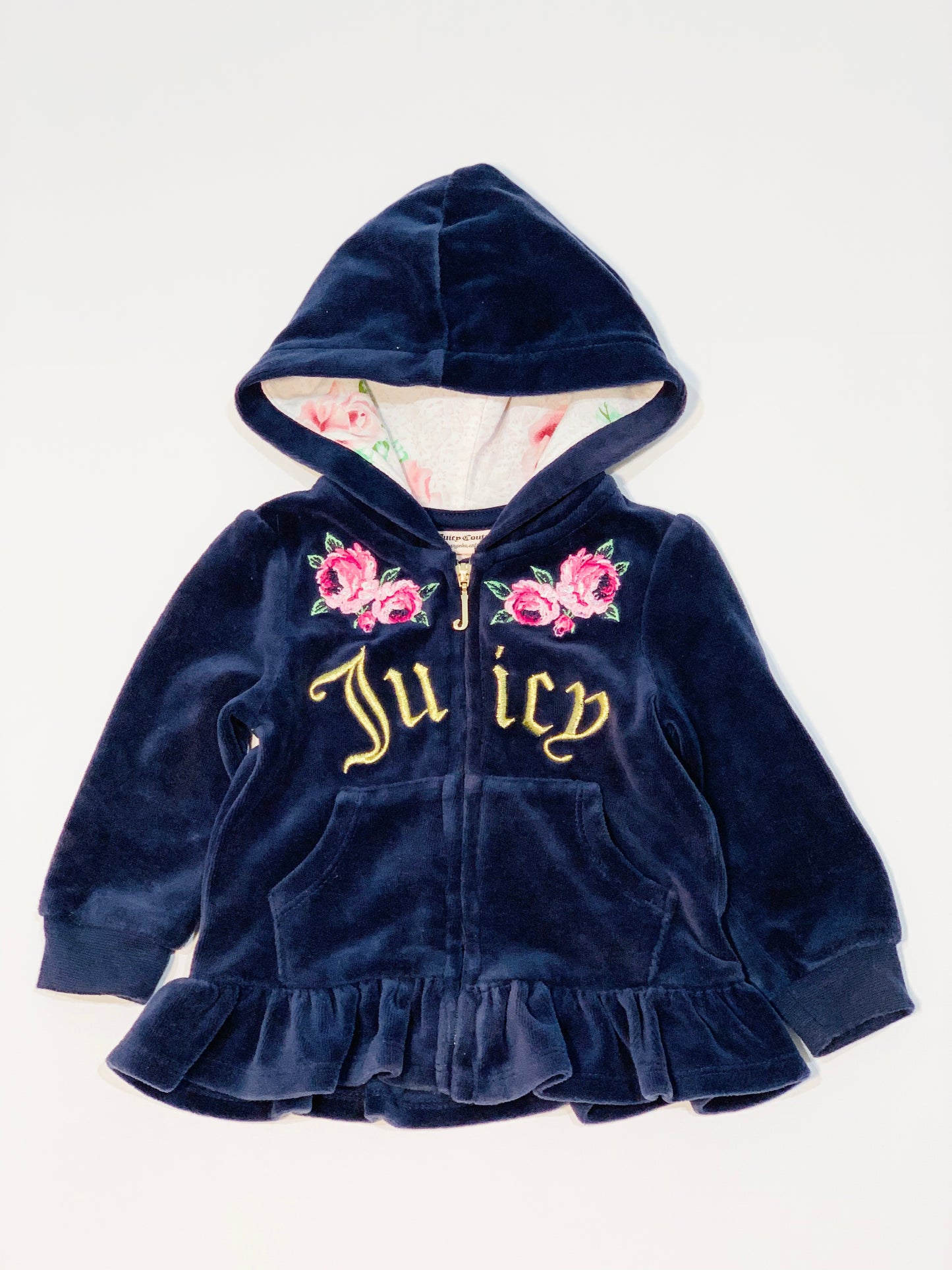 Navy velour tracksuit - Size 6-9 months