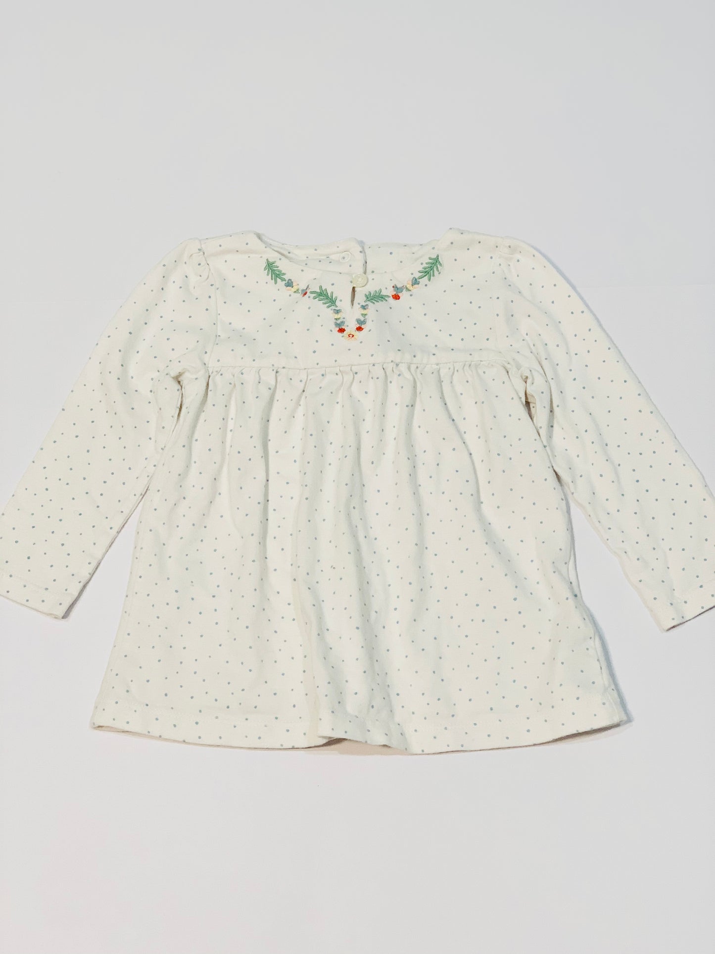 Embroidered spotty top - Size 9-12 months