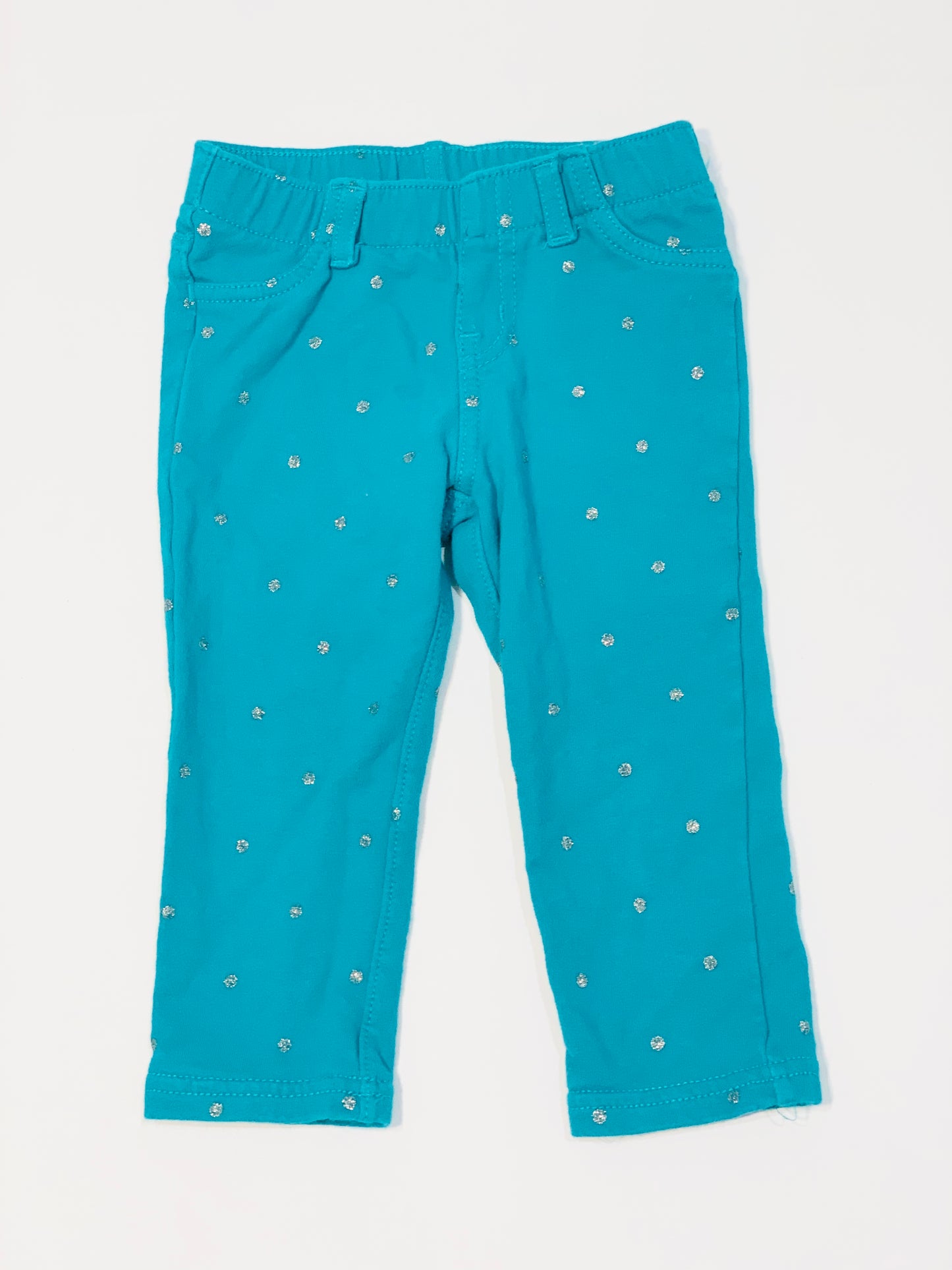 Green glitter spot jeggings - Size 18 months