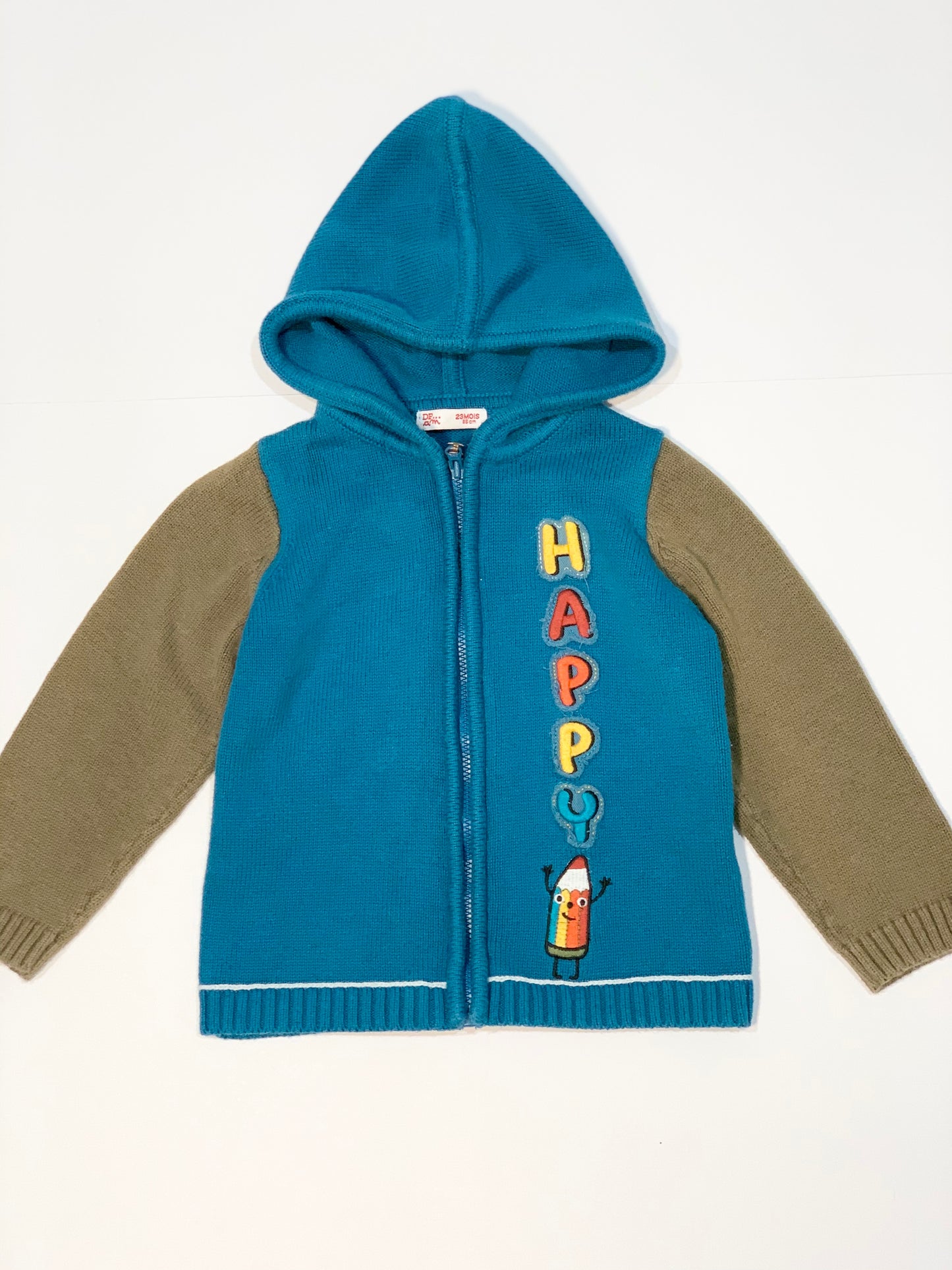 Hooded knit zip jacket - Size 2