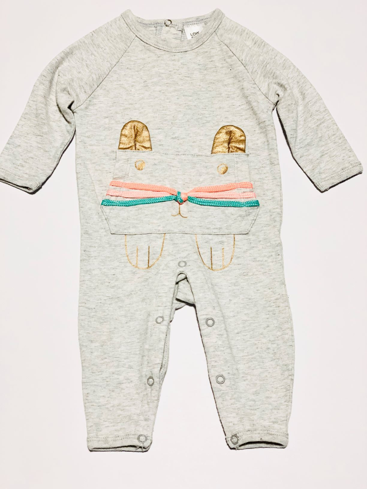 Grey cat pocket onesie - Size 000