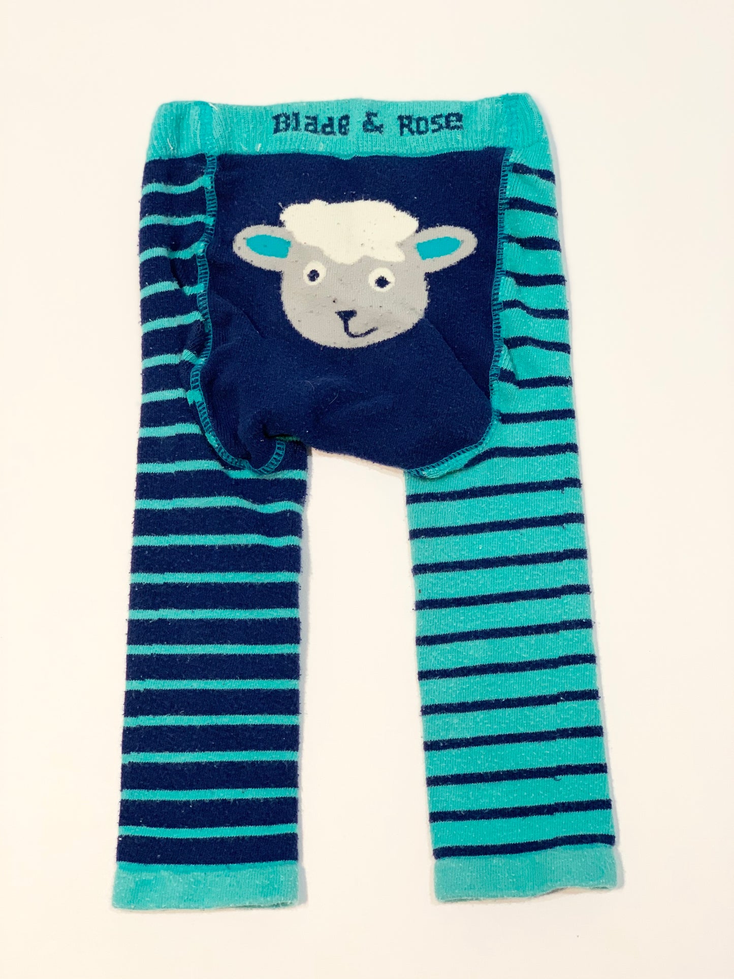 Striped lamb tights - Size 2-3
