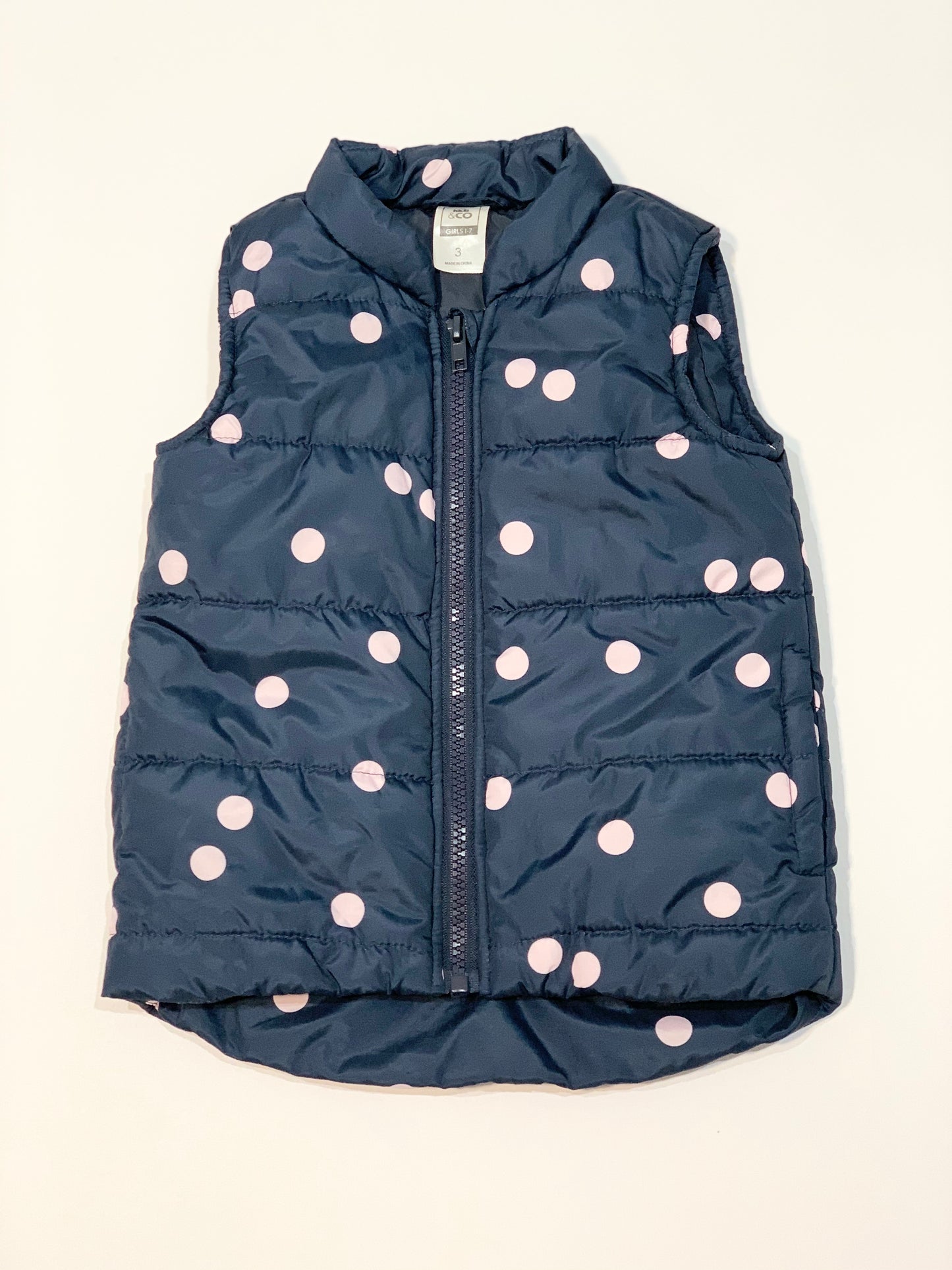 Navy spot puffer vest - Size 3
