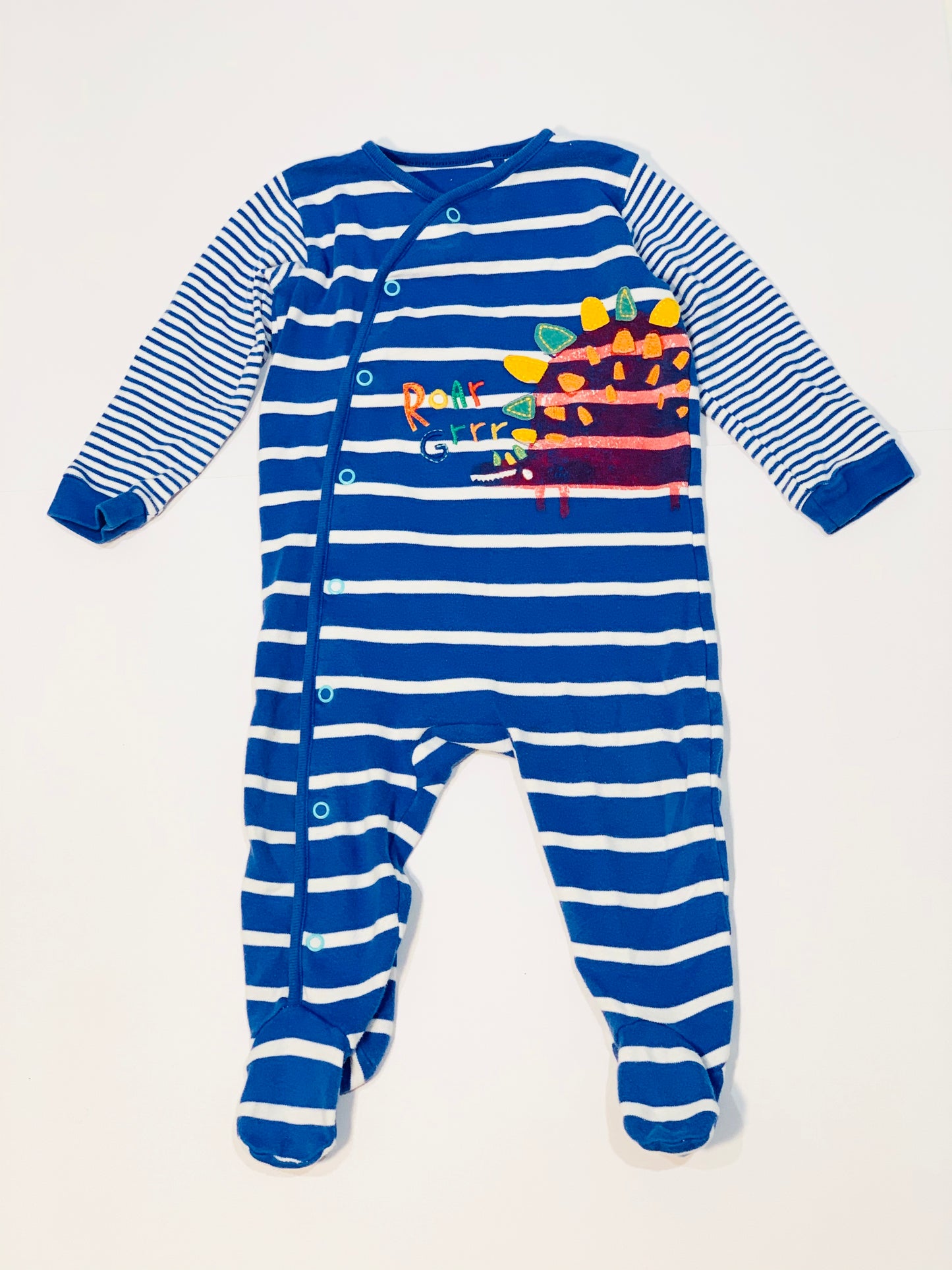 Striped dinosaur onesie - Size 9-12 months