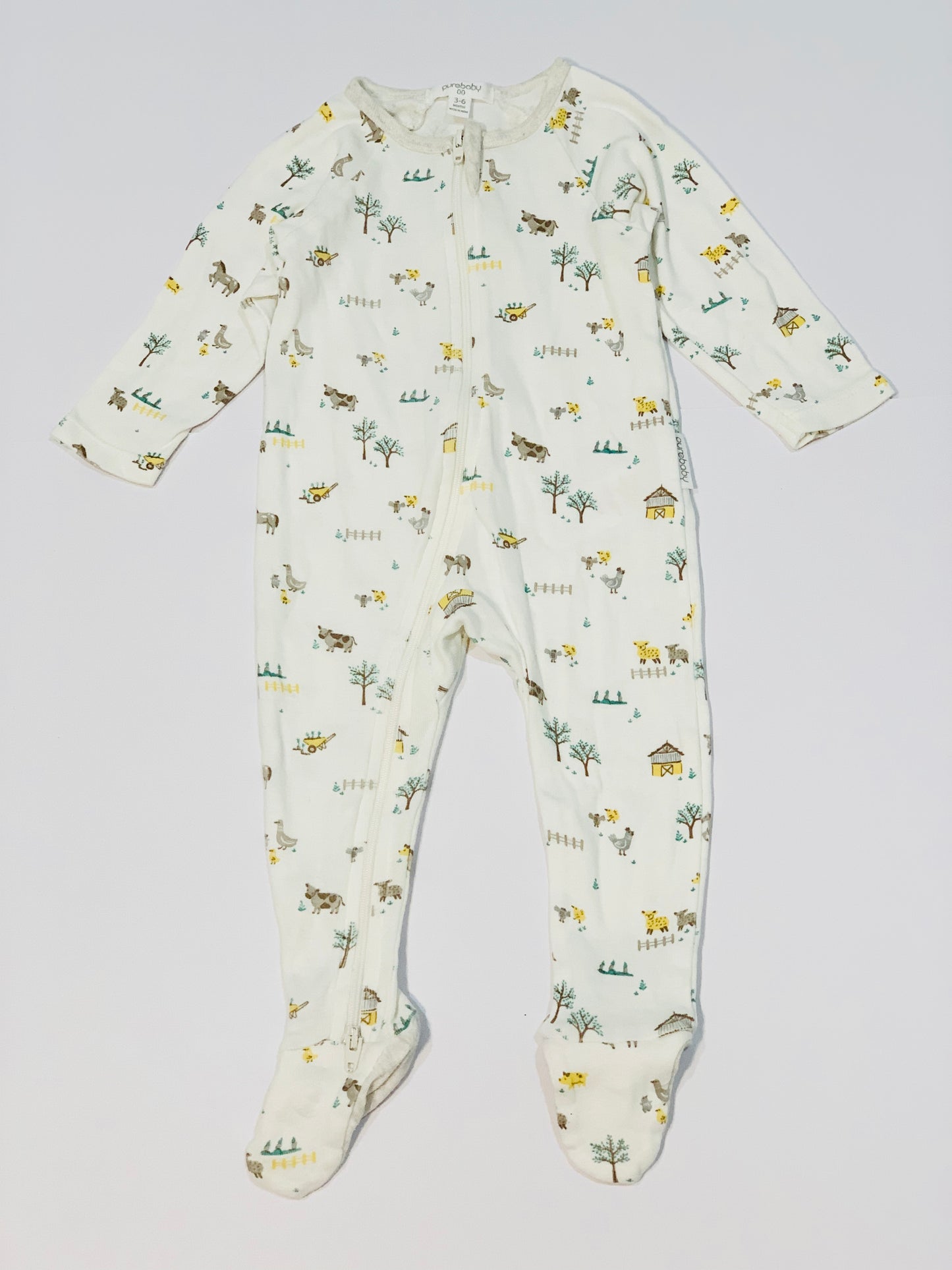 Farm animals zip onesie - Size 00