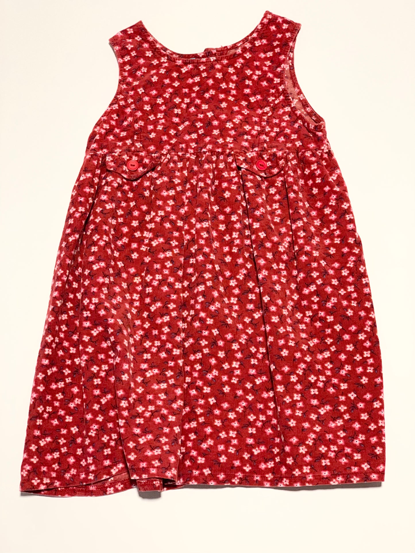 Red corduroy flower dress - Size 2