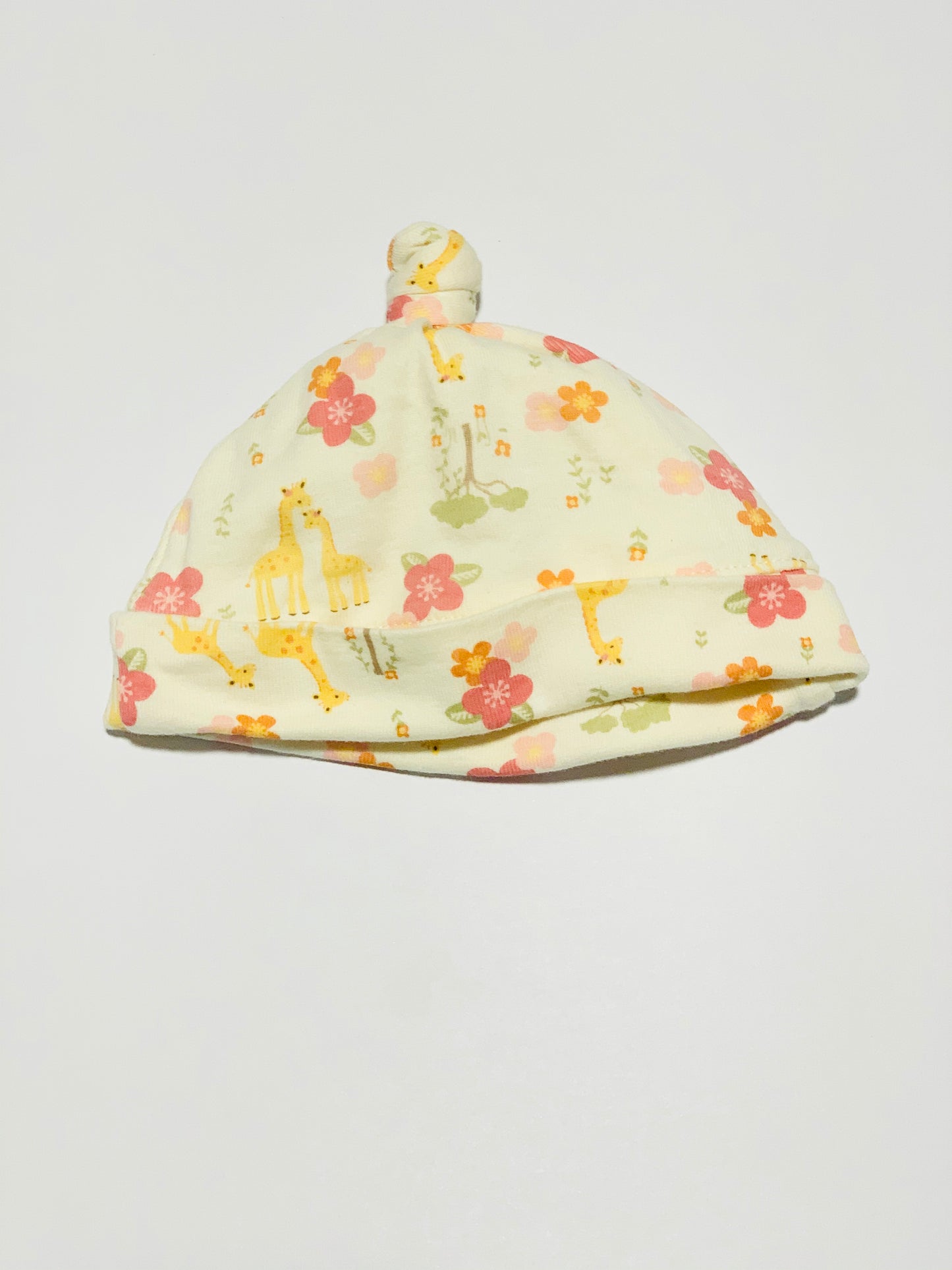 Yellow giraffe beanie - Size 0-3 months