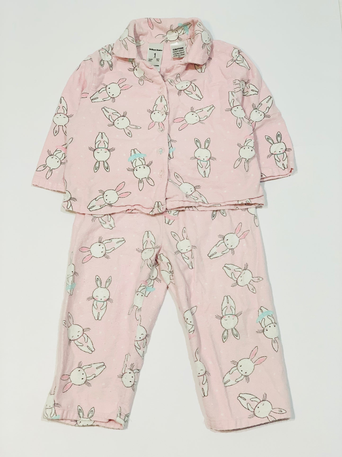 Bunny flanelette pyjamas - Size 1
