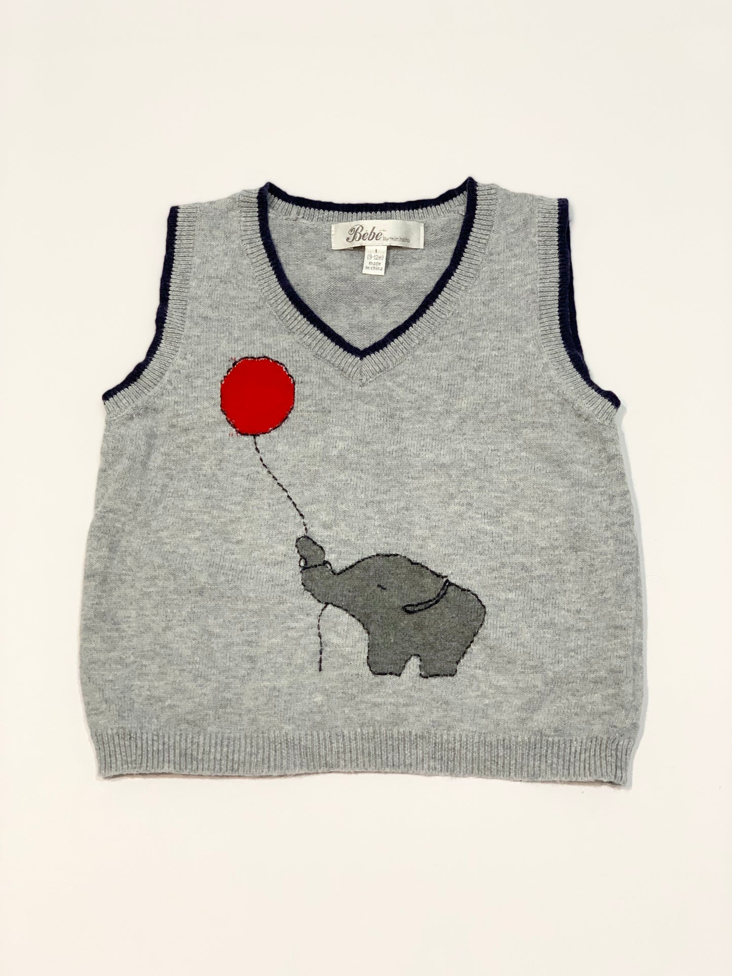 Grey elephant vest - Size 9-12 months