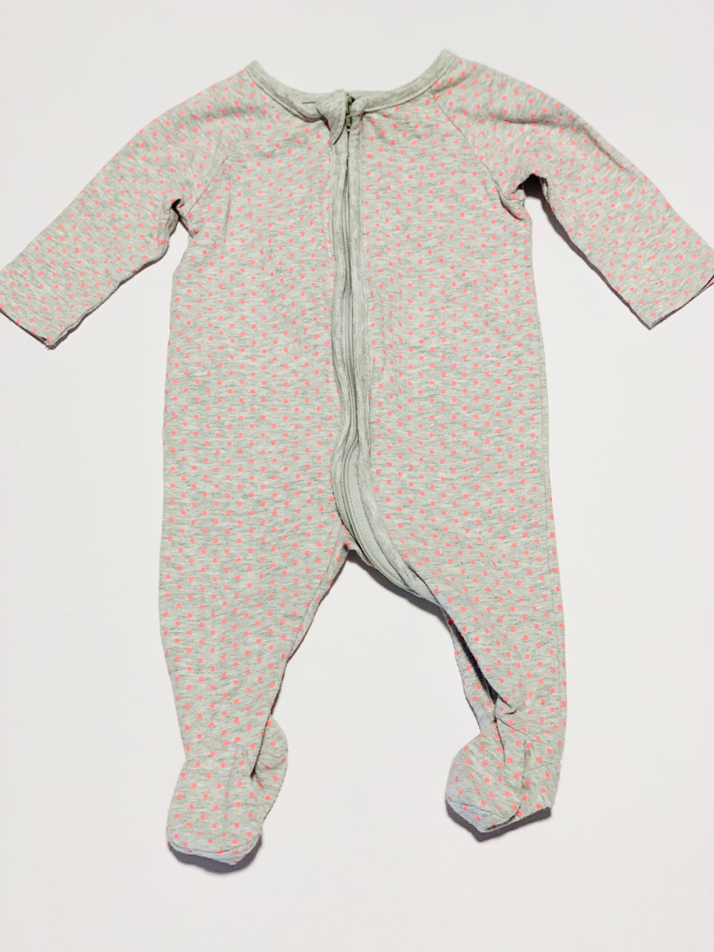 Grey dot zip onesie - Size 000