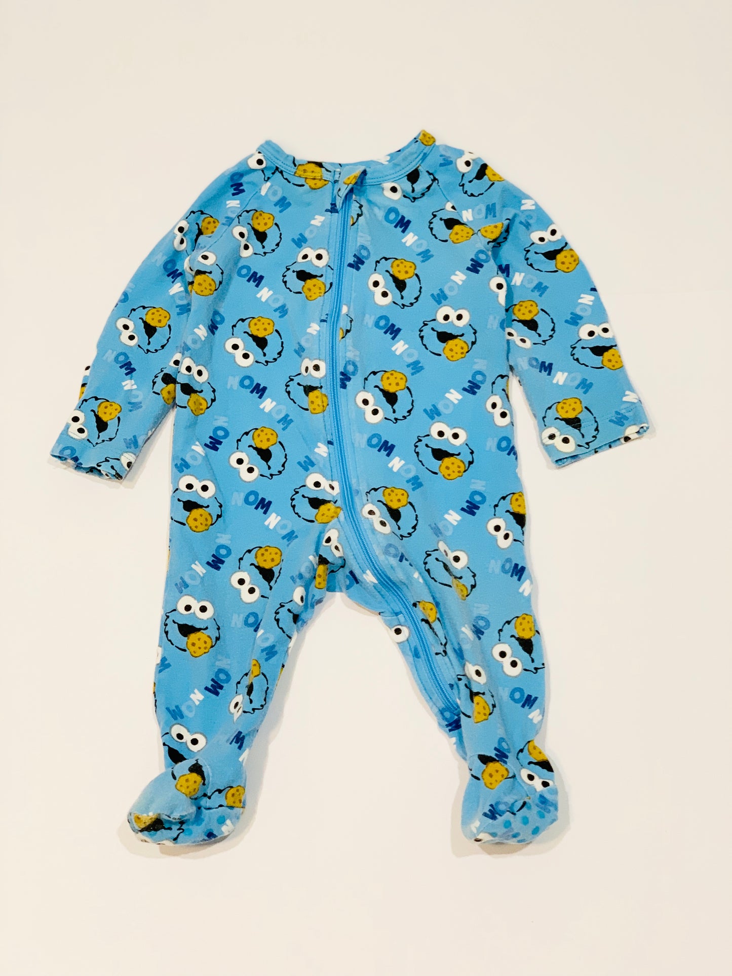 Cookie Monster zip onesie - Size 00