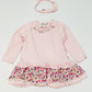 Pink striped dress with headband - Size 9-12 months