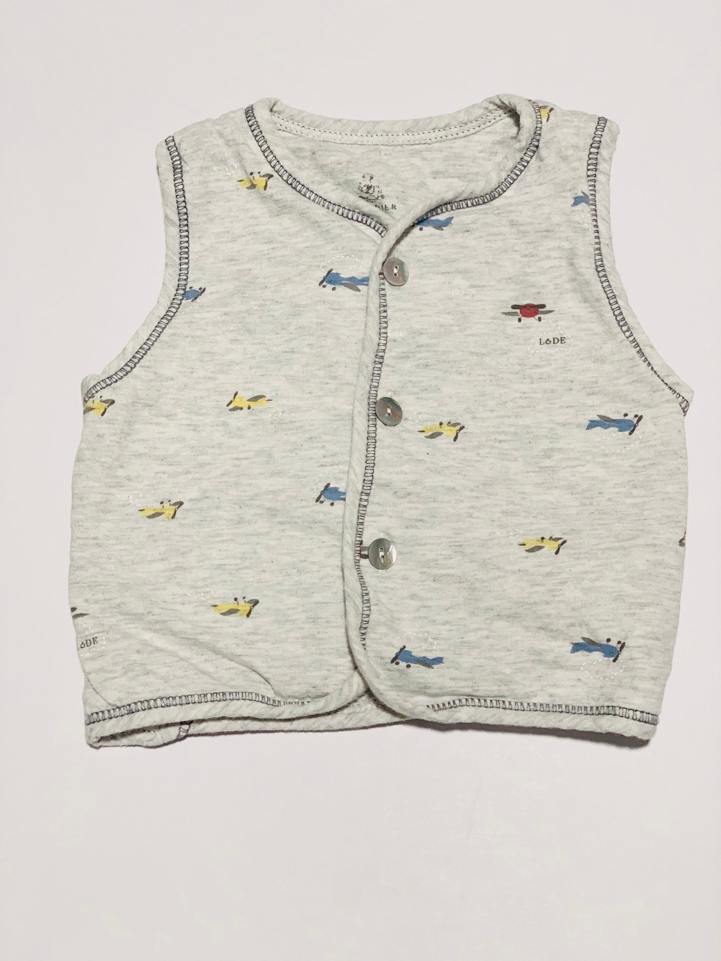 Grey aeroplane vest - Size 3 months