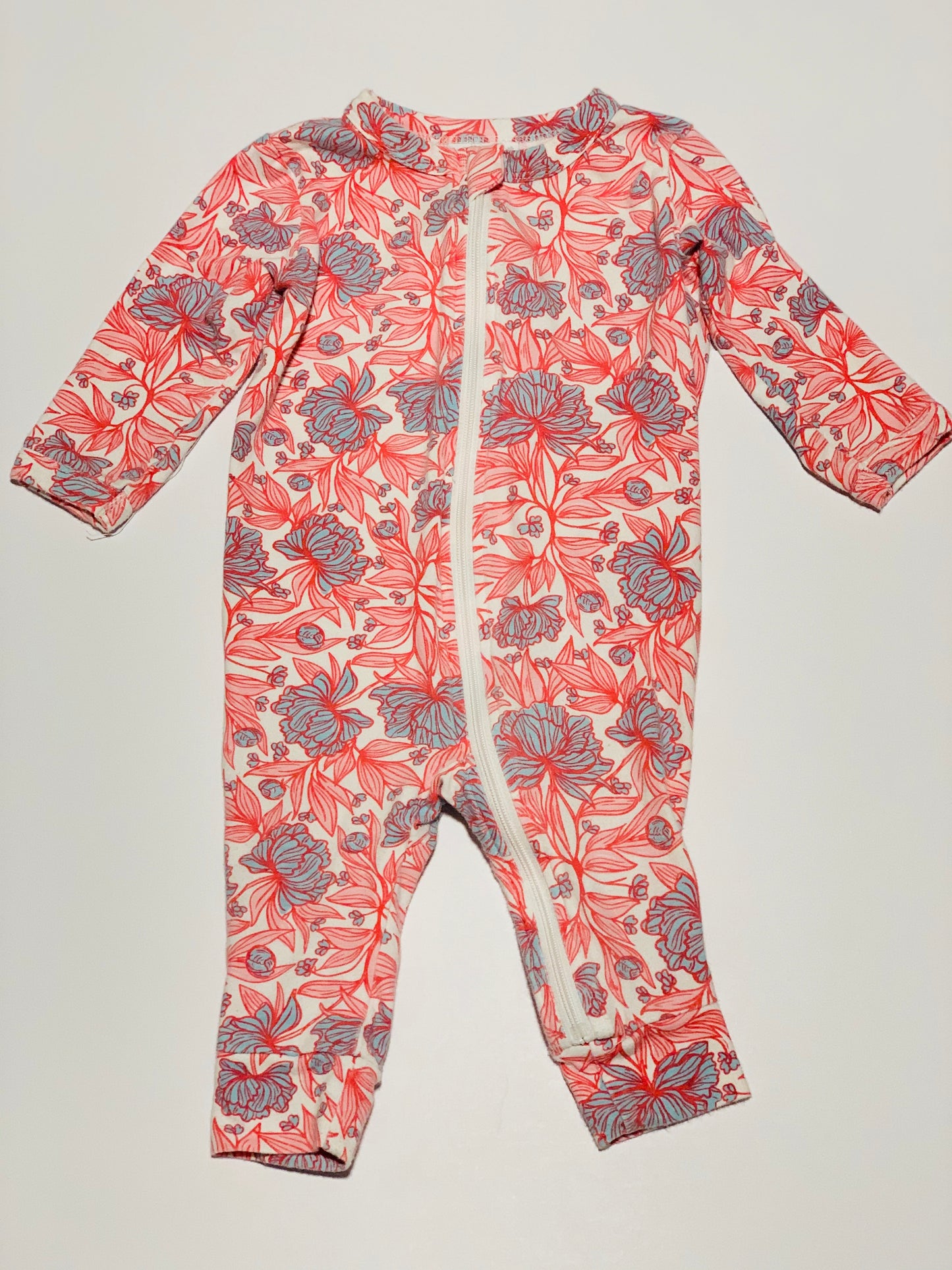 Pink floral zip onesie - Size 00