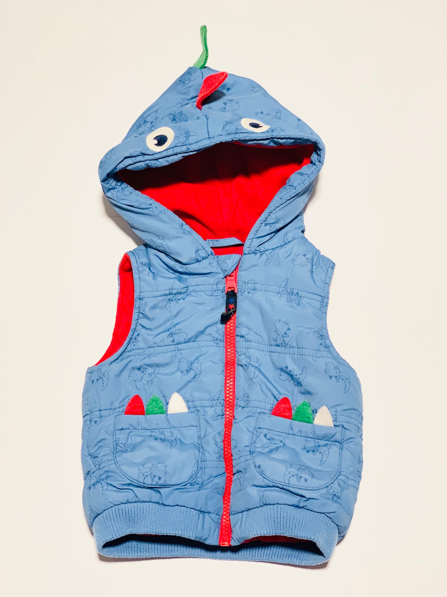 Hooded dinosaur vest - Size 6-9 months